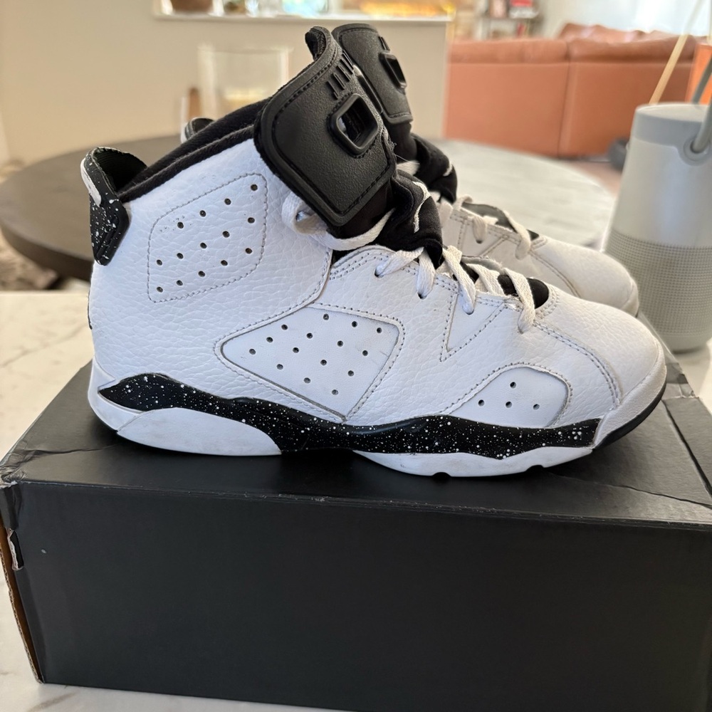 Jordan Kids White and Black High-Top Sneakers